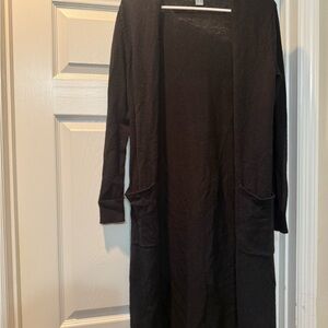 Black Long Open Cardigan
